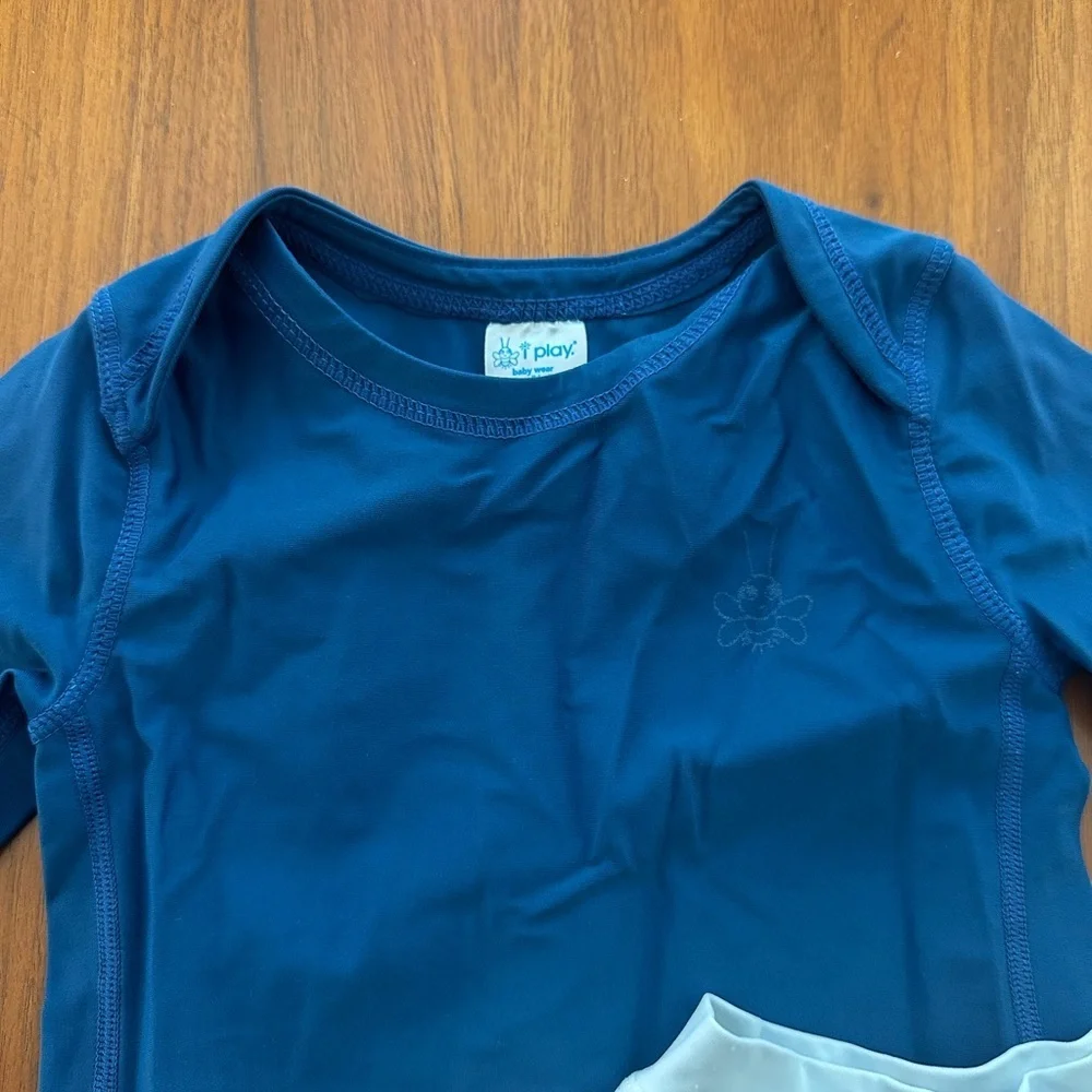Set of 2 baby swim rash guards by I play in navy and white size 0-6 months